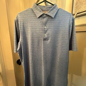 Johnnie-O Men's Blue and gray Striped Polo Shirt